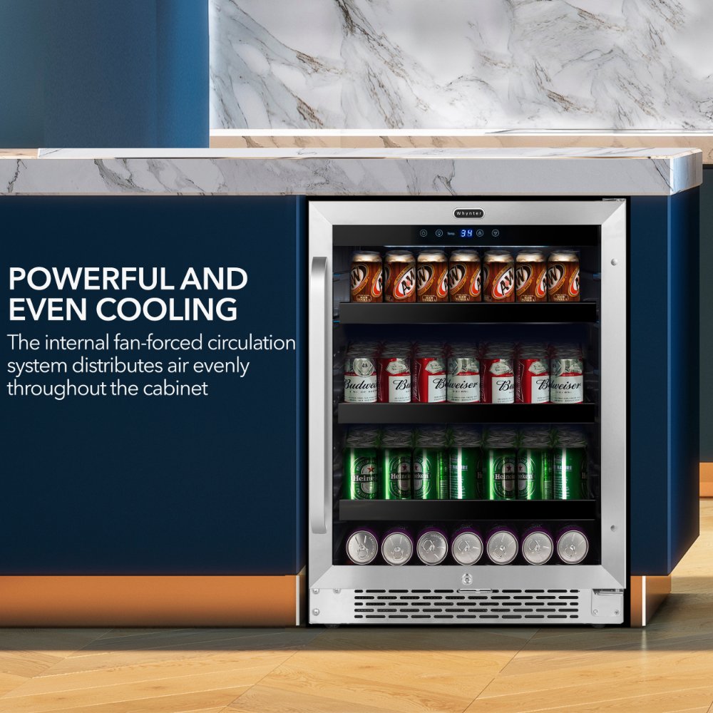 Whynter Beverage Refrigerator 182-Can 24″ Built-In Stainless Steel BBR-148SB