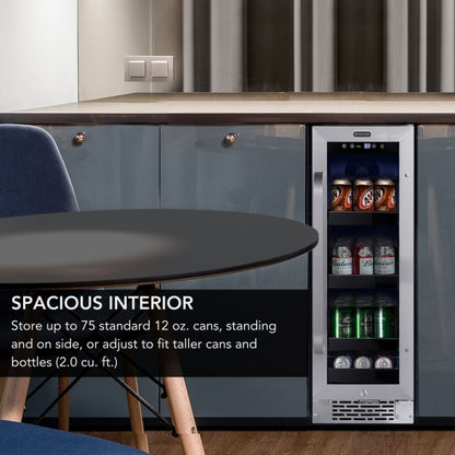 Whynter BBR-638SB 12" Built-In 75 Can Undercounter Beverage Cooler w/ Lock