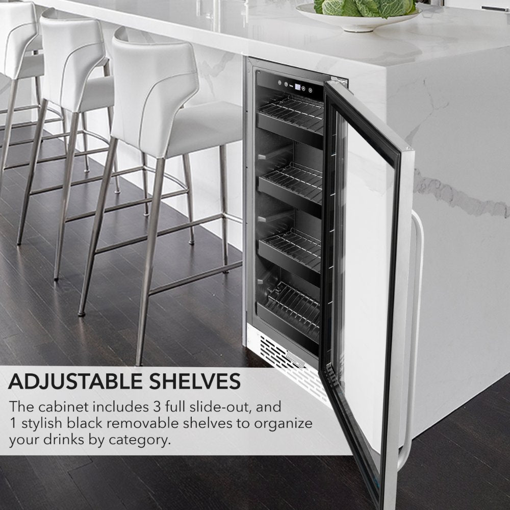 Whynter BBR-638SB 12" Built-In 75 Can Undercounter Beverage Cooler w/ Lock