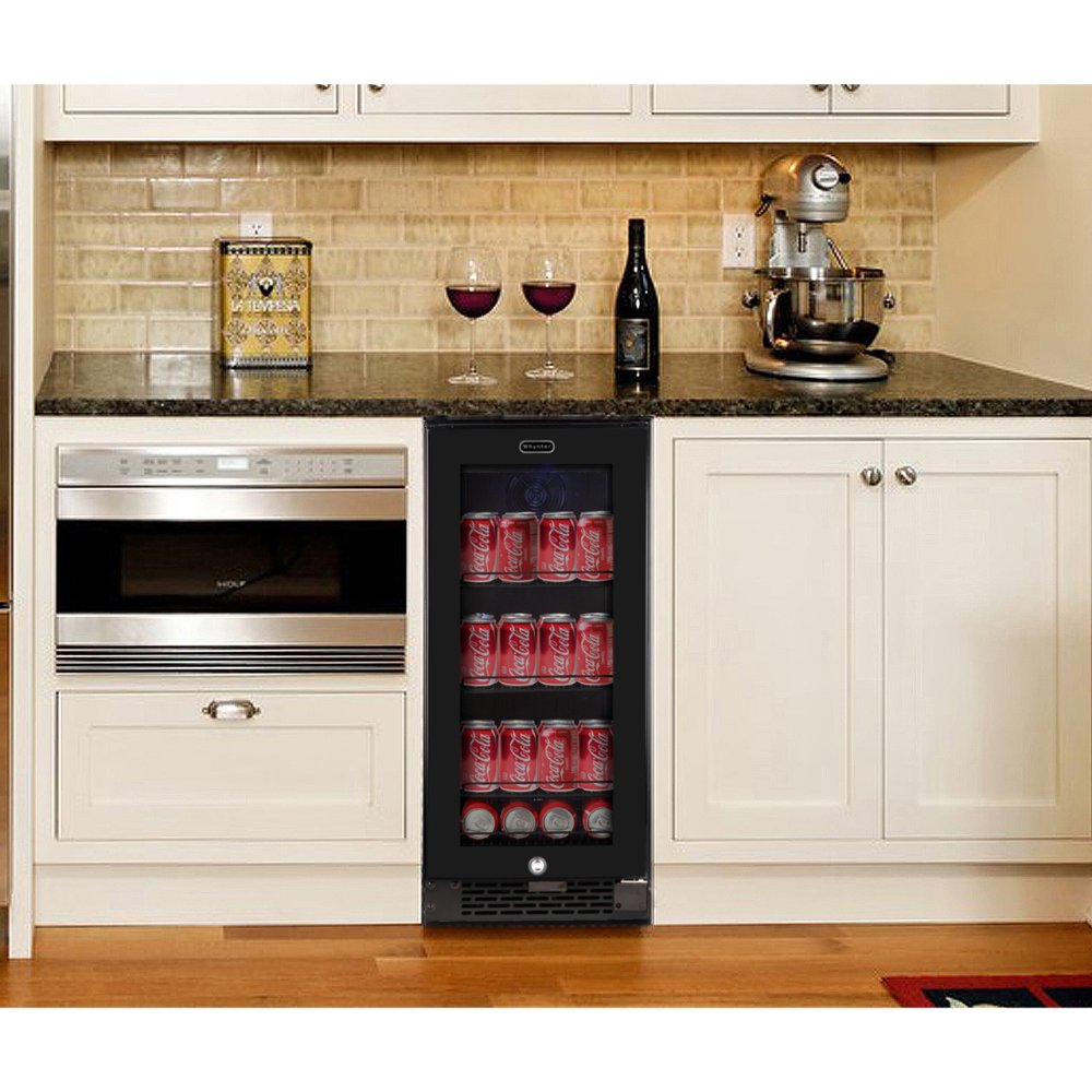 Whynter Beverage Refrigerator 100-Can 3.0 cu. ft. Black Glass BBR-801BG