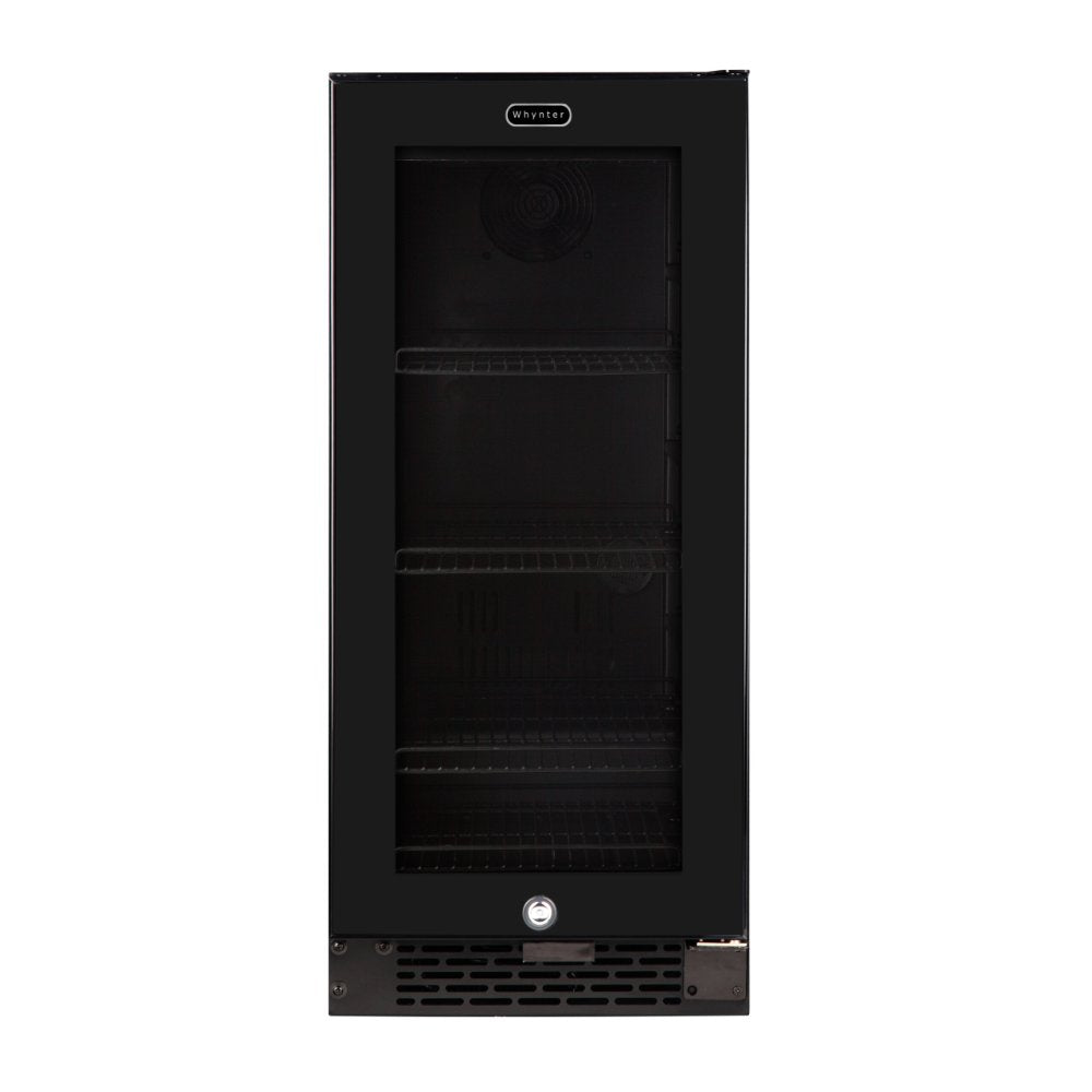 Whynter Beverage Refrigerator 100-Can 3.0 cu. ft. Black Glass BBR-801BG