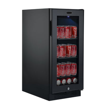 Whynter Beverage Refrigerator 100-Can 3.0 cu. ft. Black Glass BBR-801BG