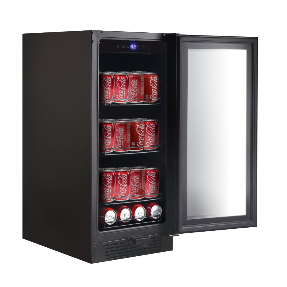 Whynter Beverage Refrigerator 100-Can 3.0 cu. ft. Black Glass BBR-801BG
