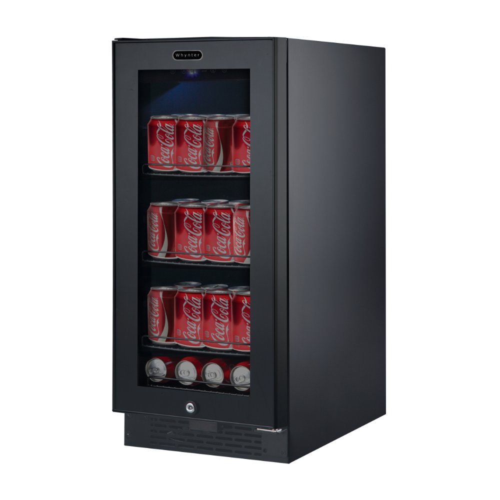 Whynter Beverage Refrigerator 100-Can 3.0 cu. ft. Black Glass BBR-801BG