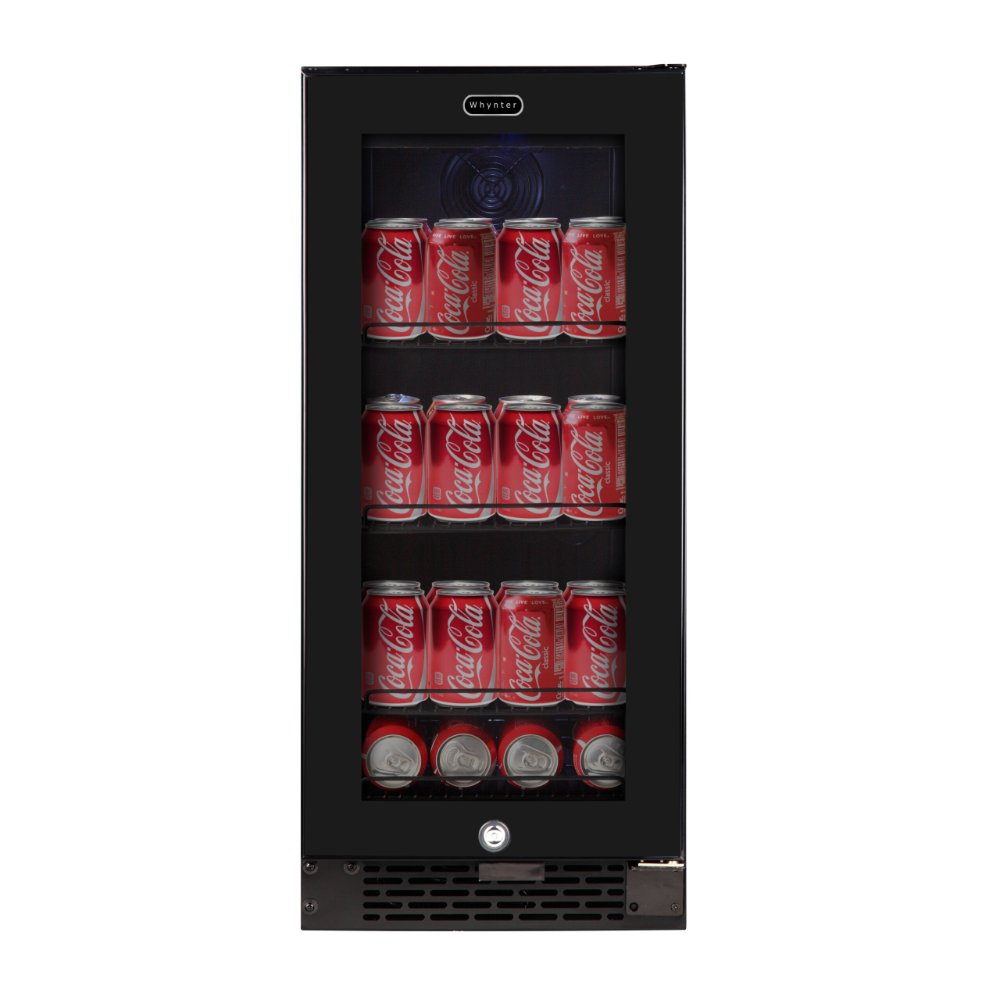 Whynter Beverage Refrigerator 100-Can 3.0 cu. ft. Black Glass BBR-801BG