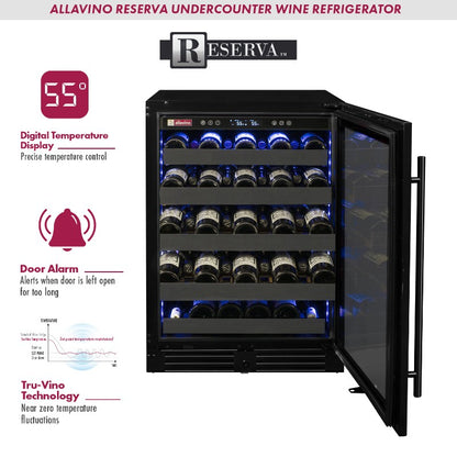 Allavino Wine Refrigerator 50 Bottle Single Zone Black Stainless – BDW5034S-1BSR