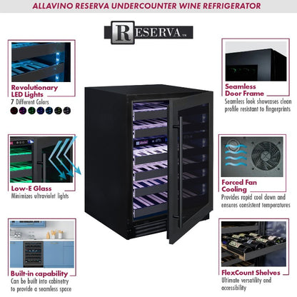 Allavino Reserva Wine Cooler 50 Bottle Dual Zone Black Stainless – BDW5034D-2BSR