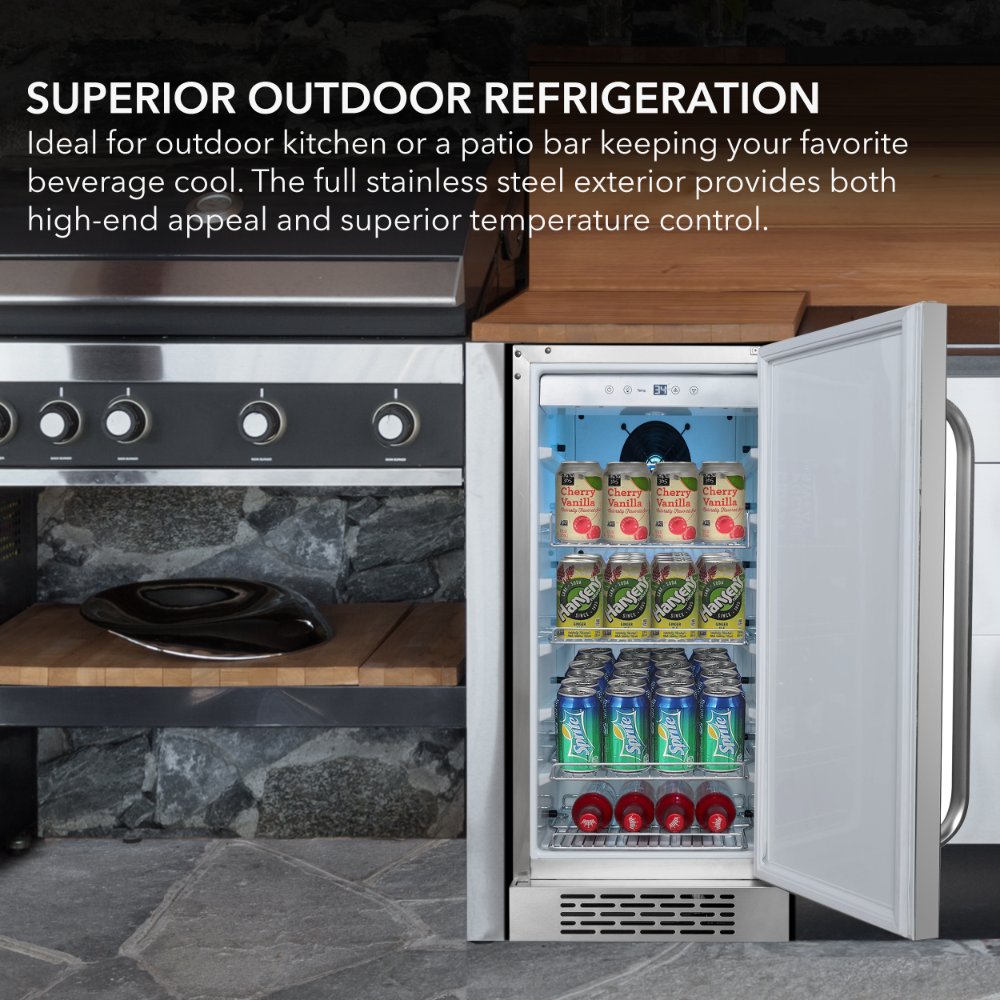 Whynter Beverage Refrigerator Indoor/Outdoor Weather-Proof Stainless BOR-326FS