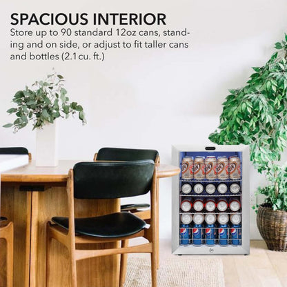 Whynter 17" 90-Can Freestanding Beverage Refrigerator with Lock BR-091WS