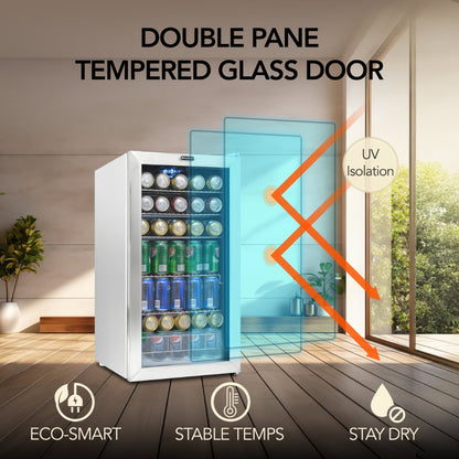 Whynter Beverage Refrigerator 127-Can Freestanding Cooler with Lock BR-128WS