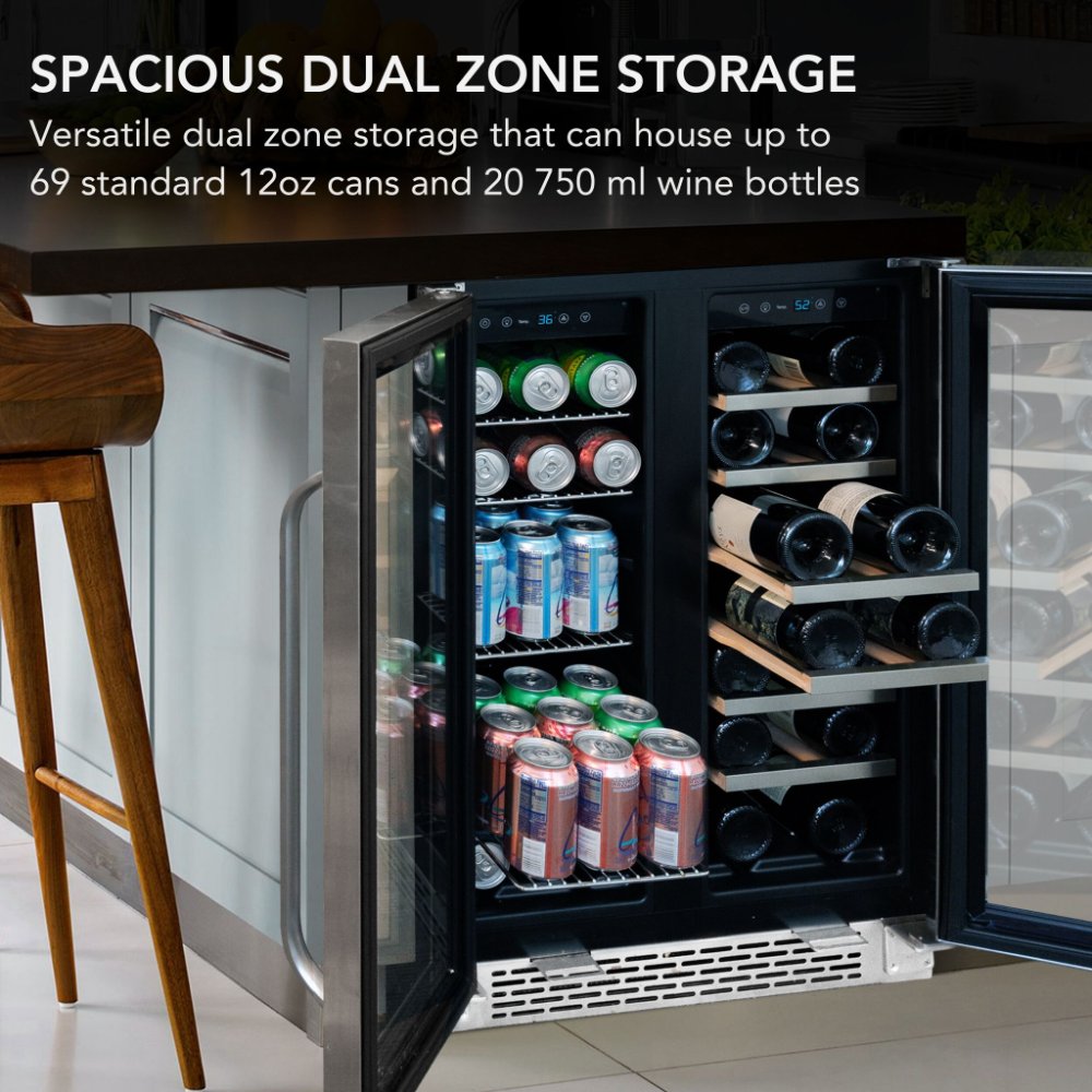 Whynter 24" Dual Zone Wine & Beverage Refrigerator 20-Bottle 69-Can BWB-2060FDS