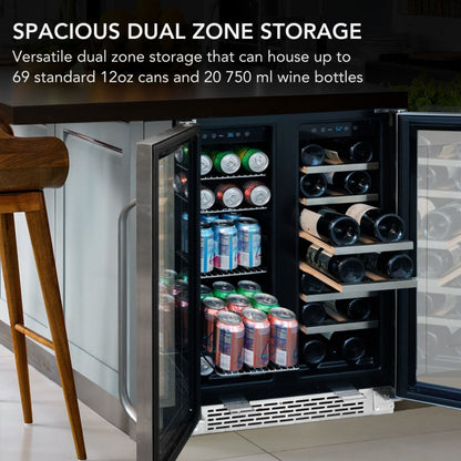 Whynter 24" Dual Zone Wine & Beverage Refrigerator 20-Bottle 69-Can BWB-2060FDS