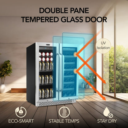 Whynter BWB-3388FDS 30″ Dual Zone Wine & Beverage Cooler 33 Bottles / 112 Cans