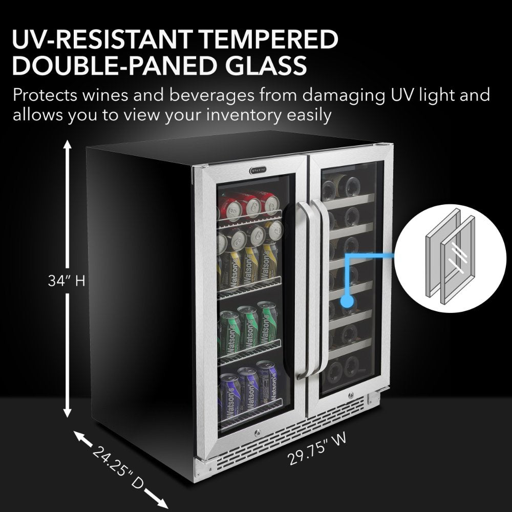 Whynter BWB-3388FDS Dual Zone Wine & Beverage Fridge