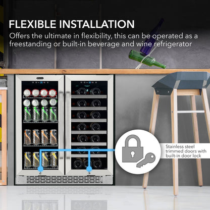 Whynter BWB-3388FDS 30″ Dual Zone Wine & Beverage Cooler 33 Bottles / 112 Cans