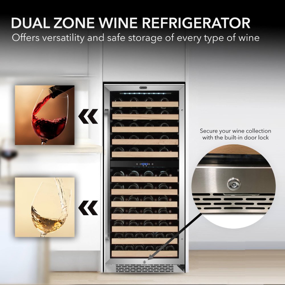 Whynter 24" 92-Bottle Dual Zone Built-In Wine Refrigerator with LED Display BWR-0922DZ
