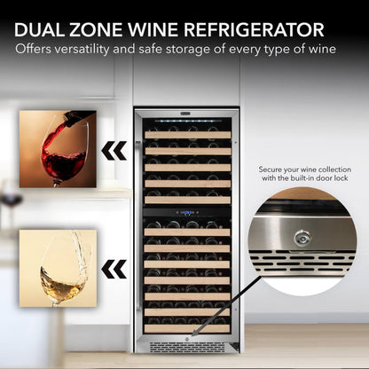 Whynter 24" 92-Bottle Dual Zone Built-In Wine Refrigerator with LED Display BWR-0922DZ