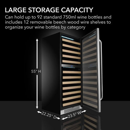 Whynter 24" 92-Bottle Dual Zone Built-In Wine Refrigerator with LED Display BWR-0922DZ