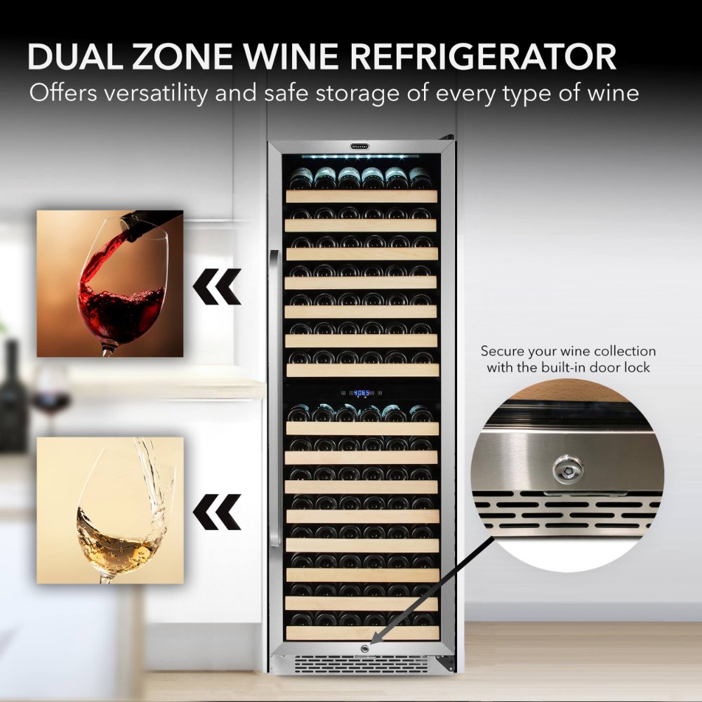 Whynter BWR-1642DZ 164-Bottle Dual Zone Wine Refrigerator