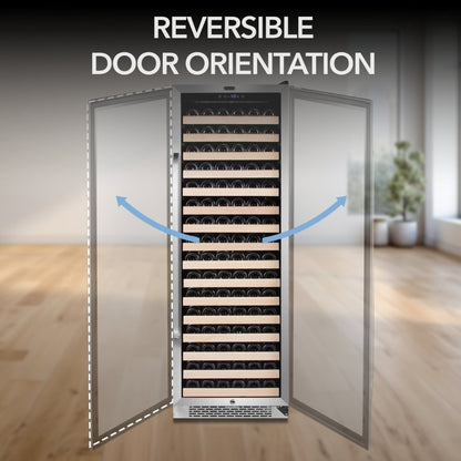 Whynter Wine Refrigerator 166 Bottle Built-In Stainless Steel + Display BWR-1662SD