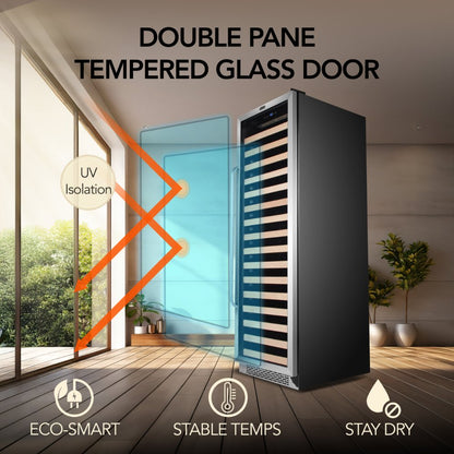 Whynter Wine Refrigerator 166 Bottle Built-In Stainless Steel + Display BWR-1662SD