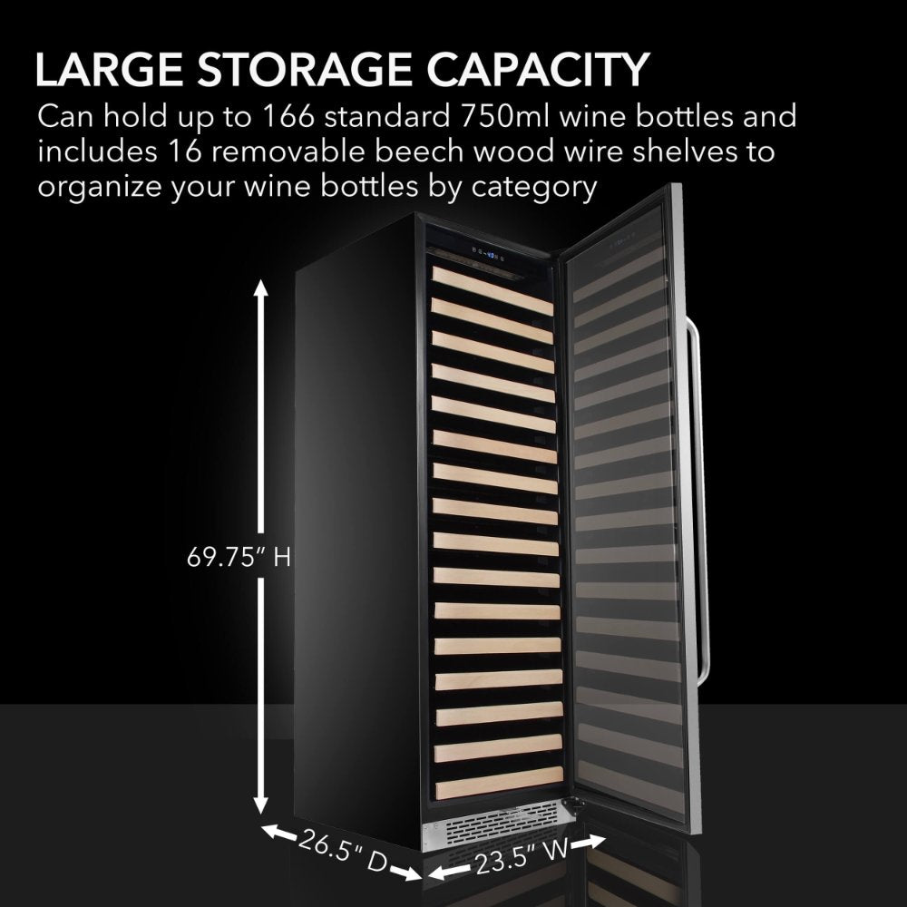 Whynter Wine Refrigerator 166 Bottle Built-In Stainless Steel + Display BWR-1662SD