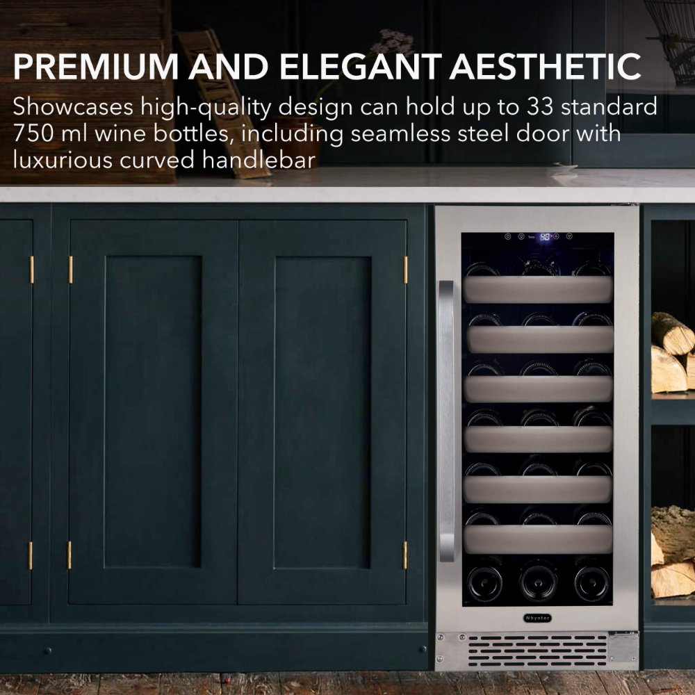 Whynter Elite 33-Bottle Single Zone Built-in Wine Refrigerator BWR-331SL