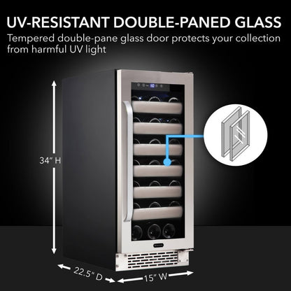 Whynter Elite 33-Bottle Single Zone Built-in Wine Refrigerator BWR-331SL