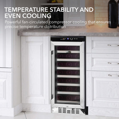 Whynter 33 Bottle Built-In Wine Refrigerator 15″ Compressor BWR-33SD
