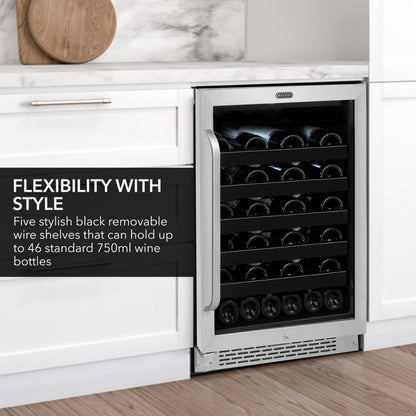 Whynter BWR-408SB 24″ 46-Bottle Built-In Wine Refrigerator with Lock & Digital Control