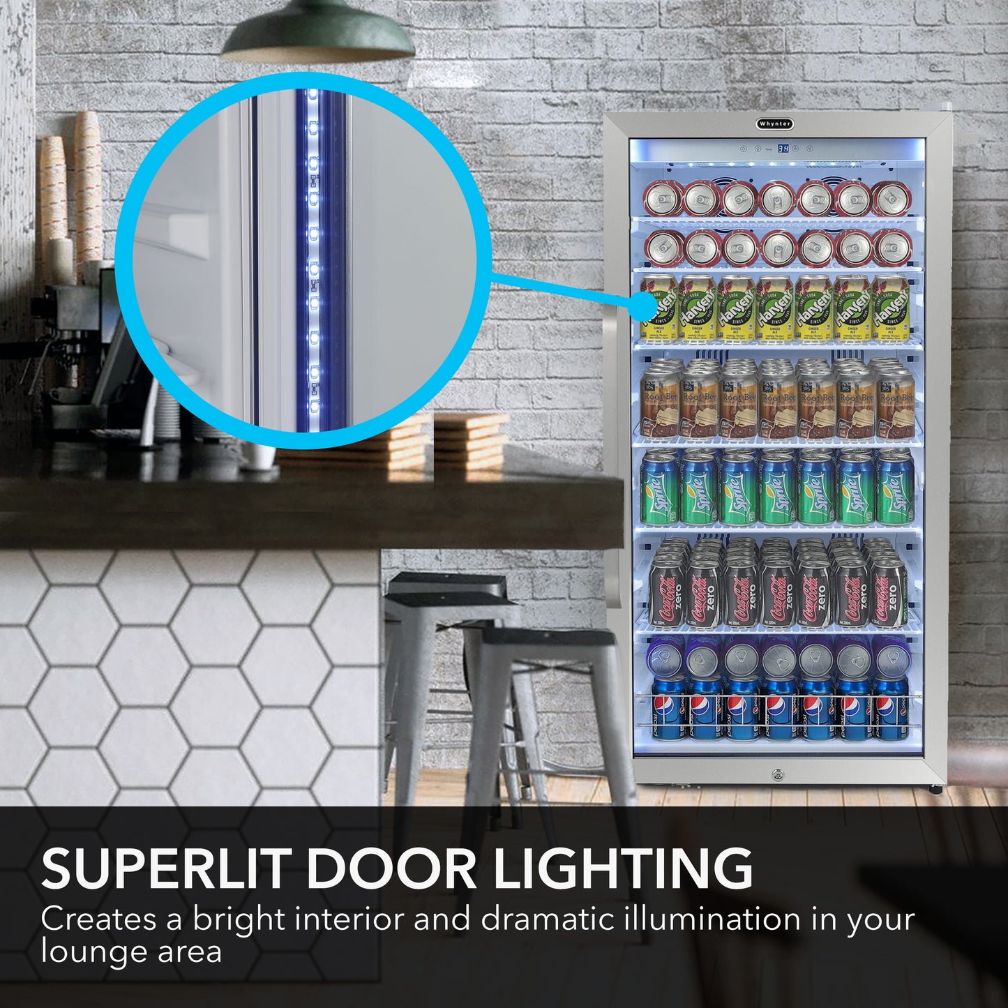 Whynter Beverage Merchandiser 10.6 cu ft Superlit Door & Lock CBM-1060XLW