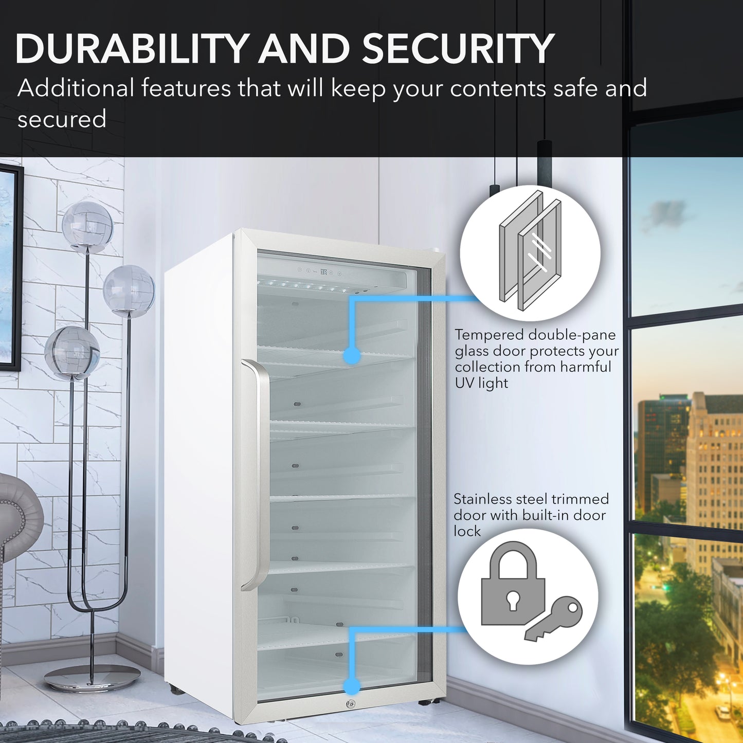Whynter Beverage Merchandiser 10.6 cu ft Superlit Door & Lock CBM-1060XLW