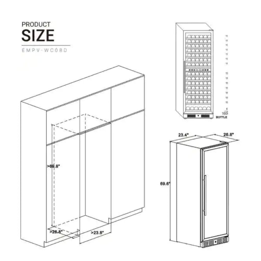Empava EMPV-WC08D 160-Bottle Dual Zone Wine Refrigerator