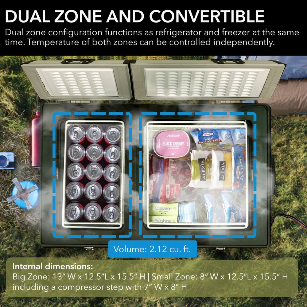Whynter FM-62DZ 62-Quart Dual Zone Portable Fridge/Freezer