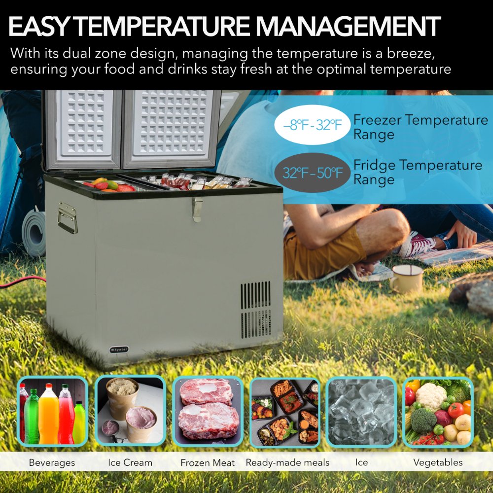 Whynter FM-62DZ 62-Quart Dual Zone Portable Fridge/Freezer