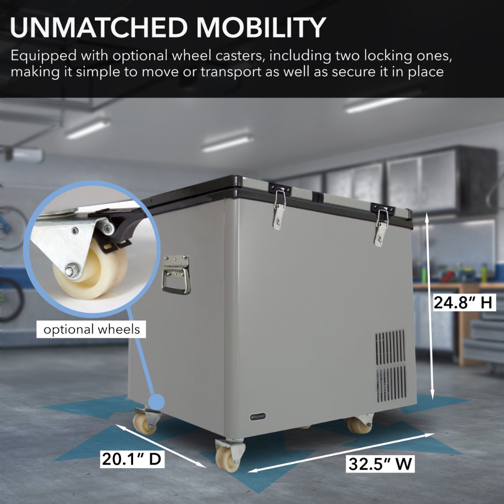 Whynter FM-901DZ 90 Quart Dual Zone Portable Fridge/Freezer w/ Wheels FM-901DZ