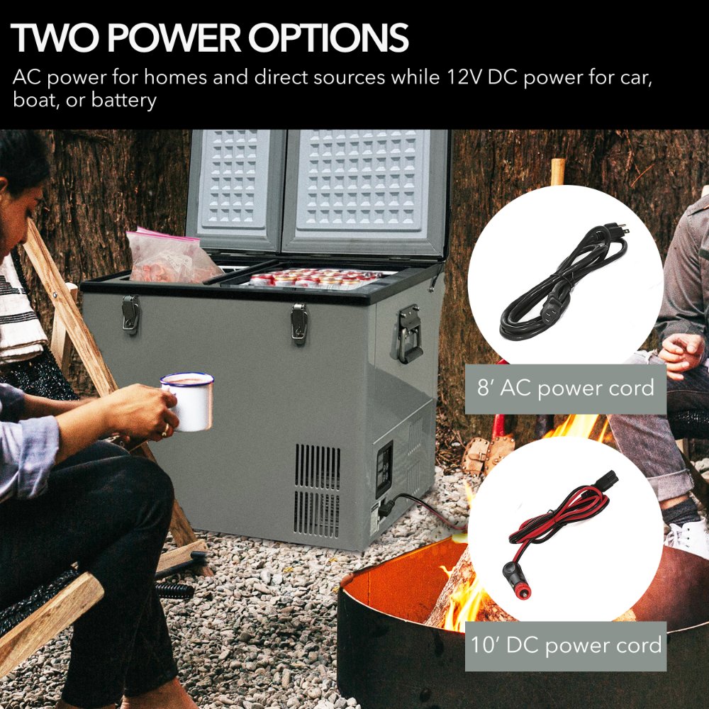 Whynter FM-901DZ 90 Quart Dual Zone Portable Fridge/Freezer w/ Wheels FM-901DZ