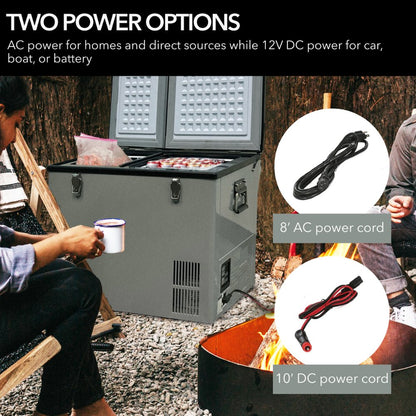 Whynter FM-901DZ 90 Quart Dual Zone Portable Fridge/Freezer w/ Wheels FM-901DZ