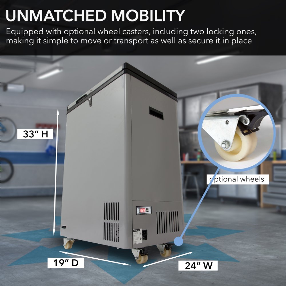 Whynter Portable Wheeled Fridge/Freezer 95 Qt with 12V FM-951GW