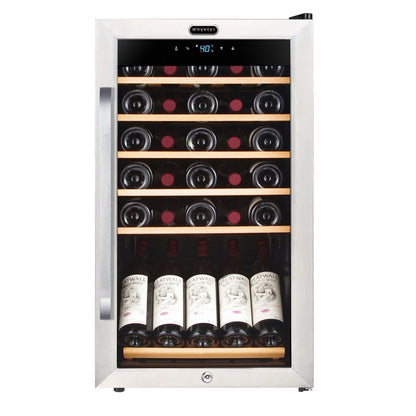 Whynter 34 Bottle Freestanding Wine Refrigerator Stainless Steel w/ Display FWC-341TS