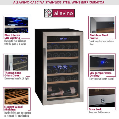 Allavino Wine Cooler 28 Bottle Dual Zone Freestanding Stainless Steel KWR28D-2SR