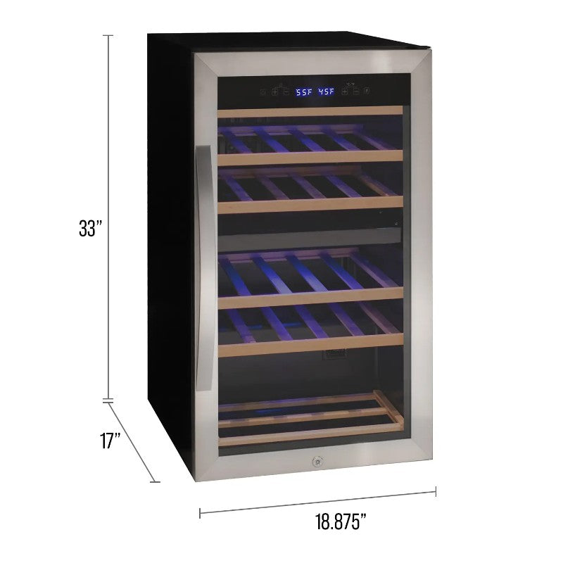 Allavino Wine Cooler 28 Bottle Dual Zone Freestanding Stainless Steel KWR28D-2SR