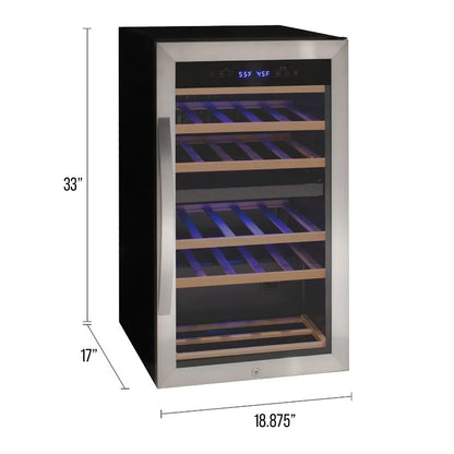 Allavino Wine Cooler 28 Bottle Dual Zone Freestanding Stainless Steel KWR28D-2SR