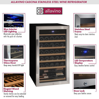 Allavino Cascina Series 33 Bottle Single Zone Freestanding Wine Cooler KWR33S-1SR