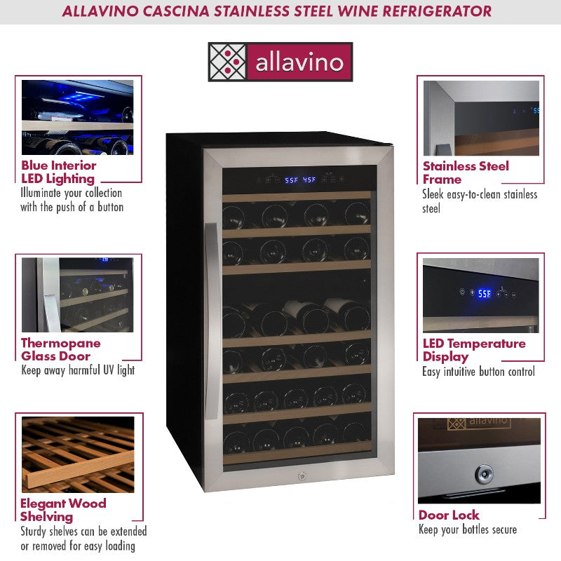 Allavino Cascina Series 43-Bottle Dual Zone Freestanding Wine Cooler KWR43D-2SR