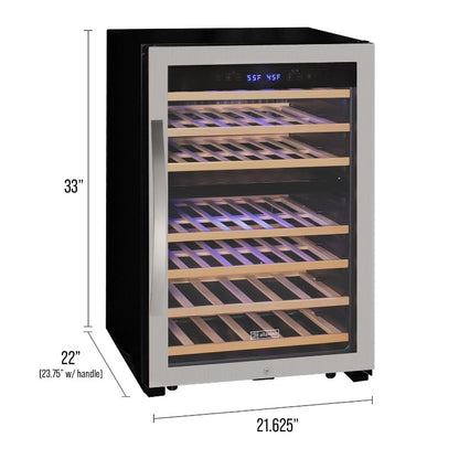 Allavino Cascina 47 Bottle Dual Zone Freestanding Wine Cooler with Stainless Steel Door KWR47D-2SR