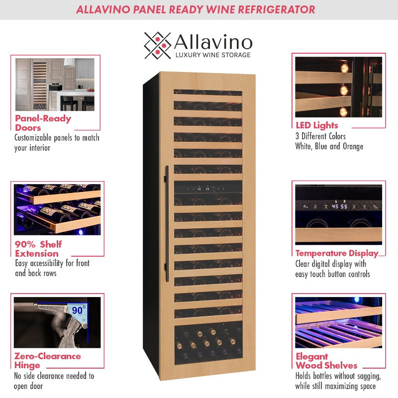 Allavino 101 Bottle Dual Zone Panel Ready Wine Refrigerator VCWR-101PRD-2R