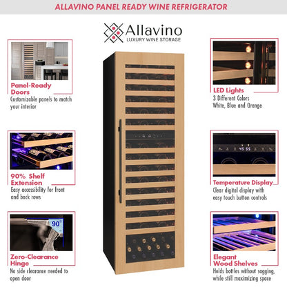Allavino 101 Bottle Dual Zone Panel Ready Wine Refrigerator VCWR-101PRD-2R