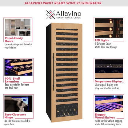 Allavino 107 Bottle Single Zone Panel Ready Wine Refrigerator VCWR-107PRS-1R