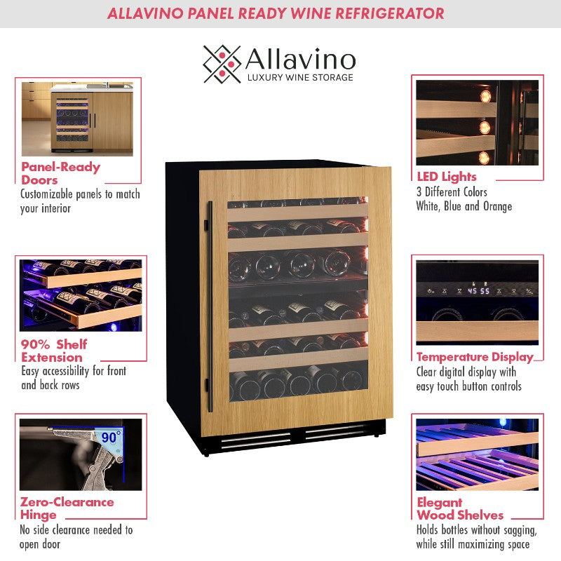 Allavino Wine Refrigerator 24" Dual Zone Panel-Ready Design VCWR-24PRD-2R